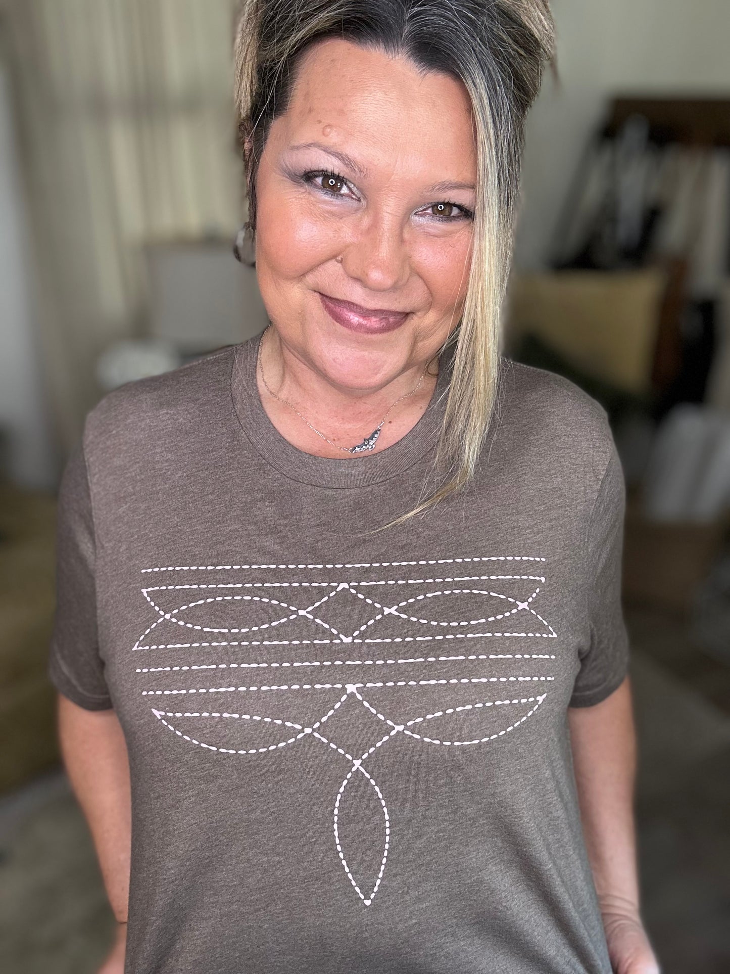 Brown & Pink Bootstitch T-Shirt