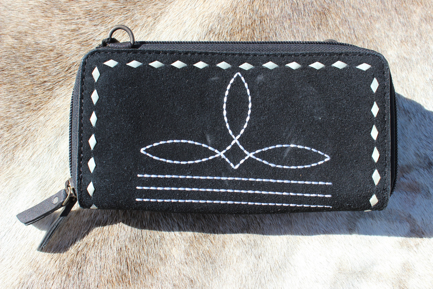 Bootstitch Suede Leather Wallet/Crossbody
