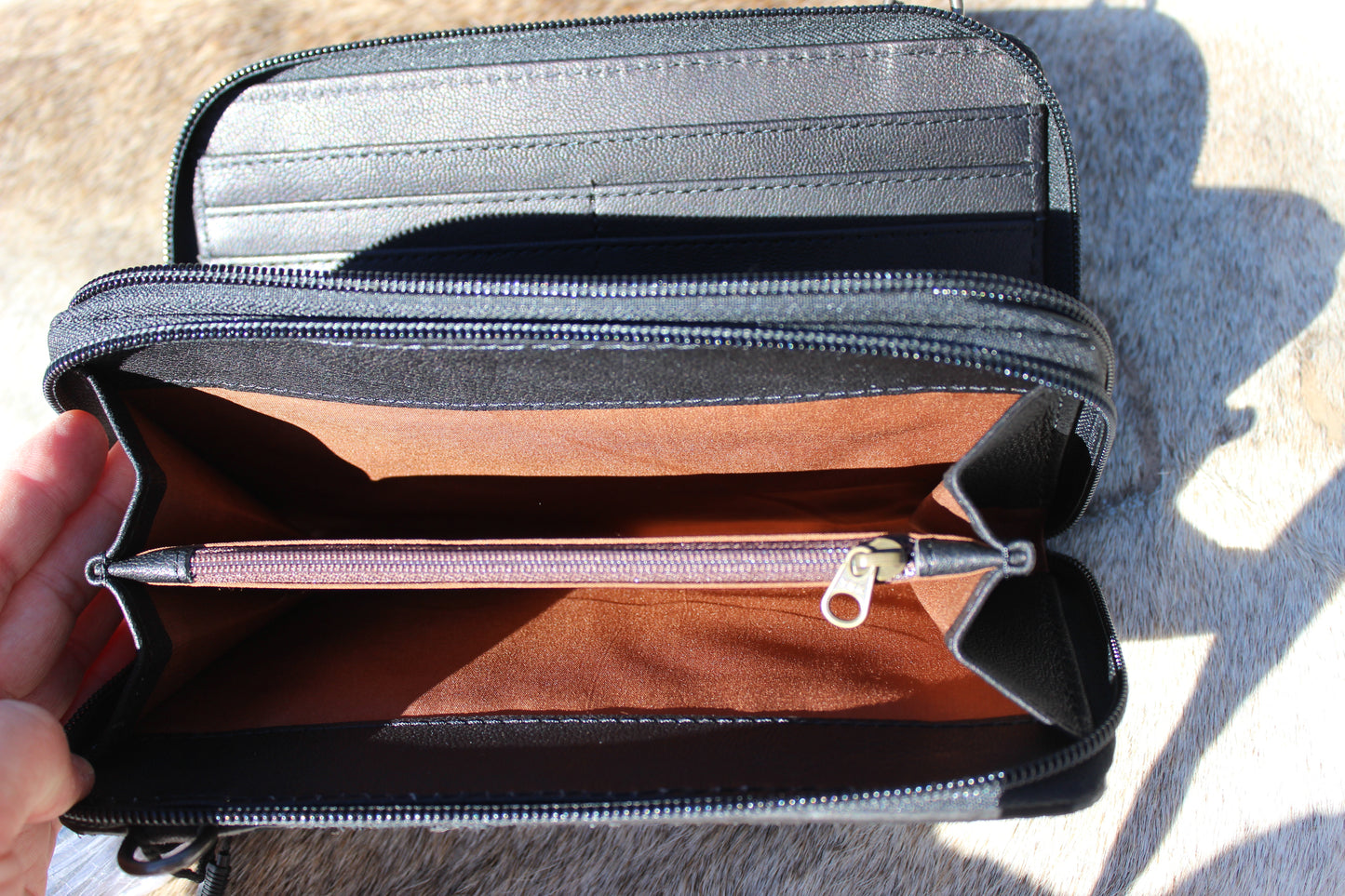 Bootstitch Suede Leather Wallet/Crossbody