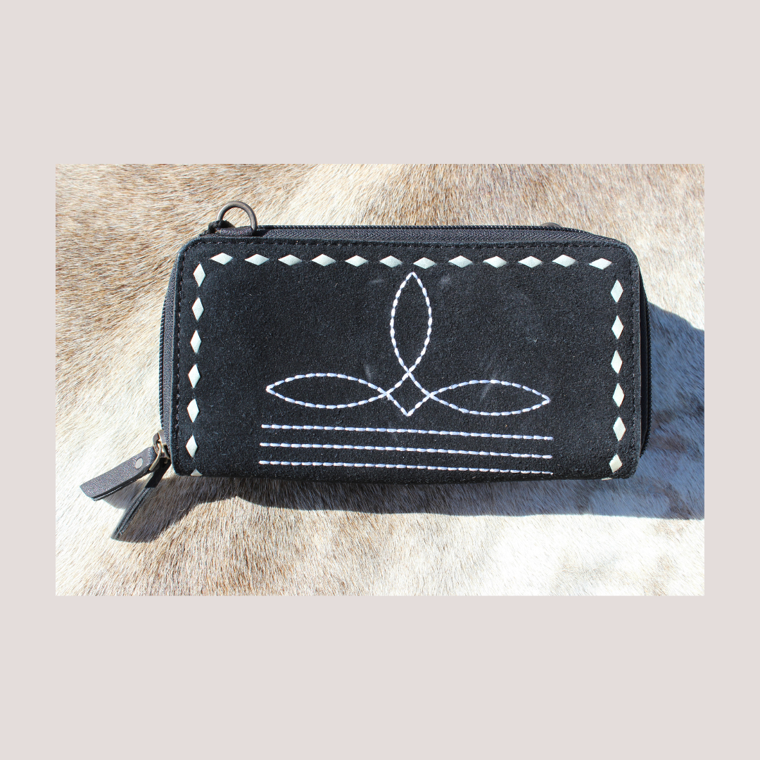 Bootstitch Suede Leather Wallet/Crossbody
