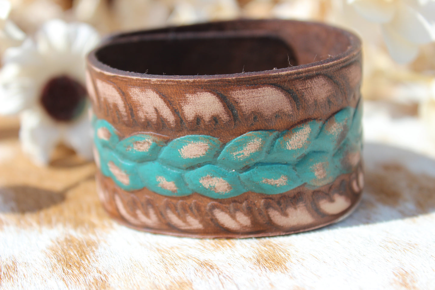 Hand Tooled Leather Cuff Bracelet