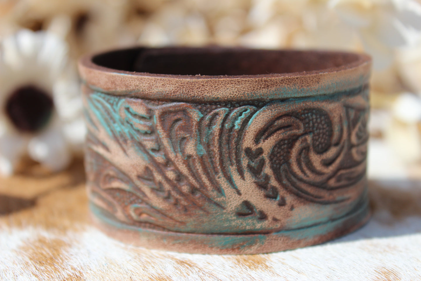 Hand Tooled Leather Cuff Bracelet