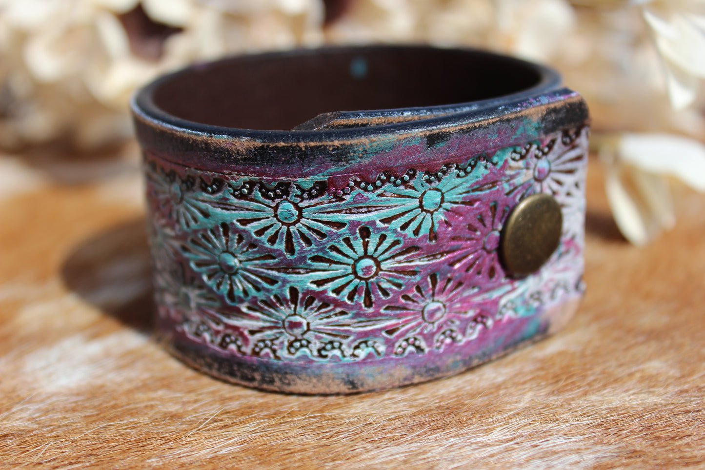 Hand Tooled Leather Cuff Bracelet