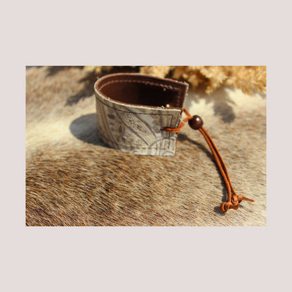 Oyster Paisley Leather Cuff